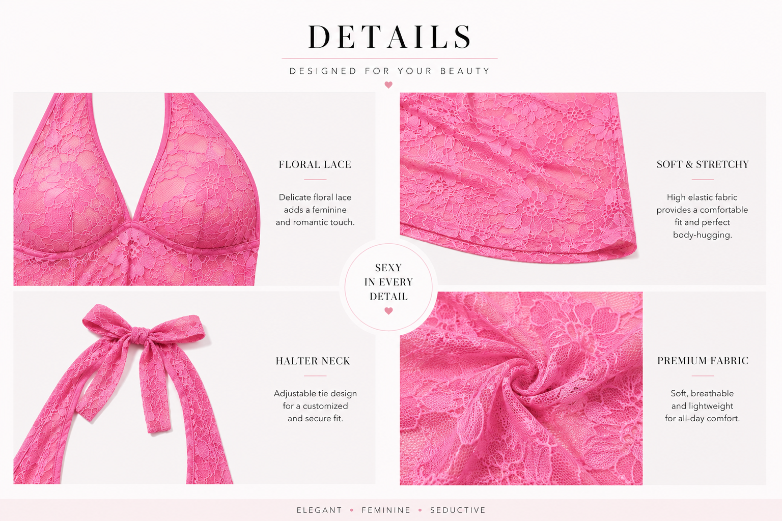 Luna Lace Backless Mini Dress Set – One Size